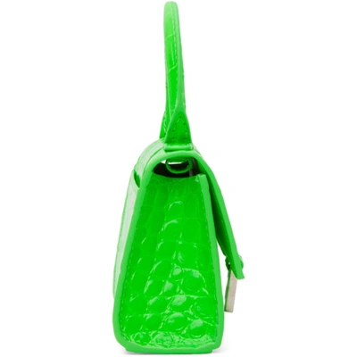 Shop Balenciaga Green Croc Mini Hourglass Bag In 3810 Flugrn