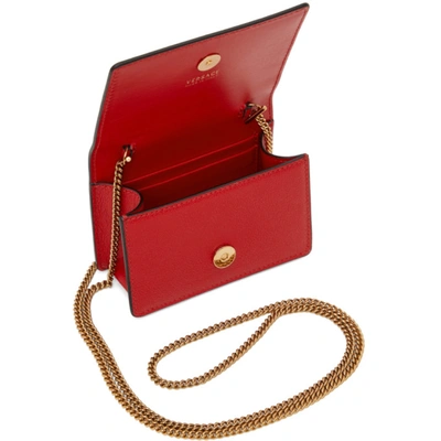 Shop Versace Red Mini Virtus Chain Wallet Bag In 1r23v Scarlet Gold