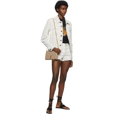 SAINT LAURENT BEIGE BECKY CHAIN WALLET BAG 