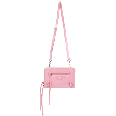 Shop Balenciaga Pink Croc Small Neo Classic Bag In 5616 Pink