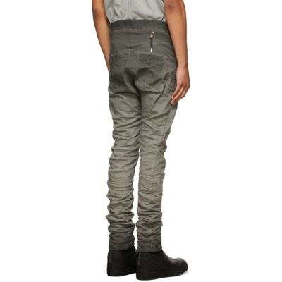 Shop Boris Bidjan Saberi Grey Resin-dyed P13 Jeans In Dirty Dark Wash