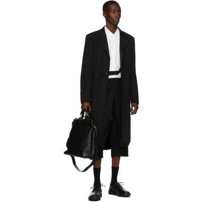 Shop Yohji Yamamoto Black Cropped Wrap Trousers