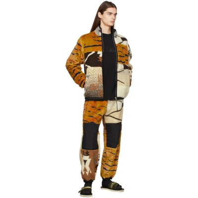 Shop Aries Orange & Off-white Fleece Abstract Lounge Pants In Multi