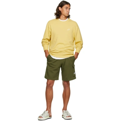 Shop Nike Green Fleece Sportswear Club Cargo Shorts In 326 Rough Green/roug
