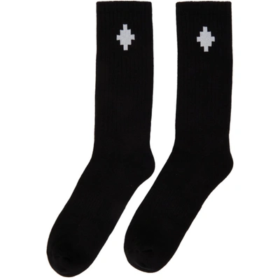 Shop Marcelo Burlon County Of Milan Black Cross Socks In Black/white