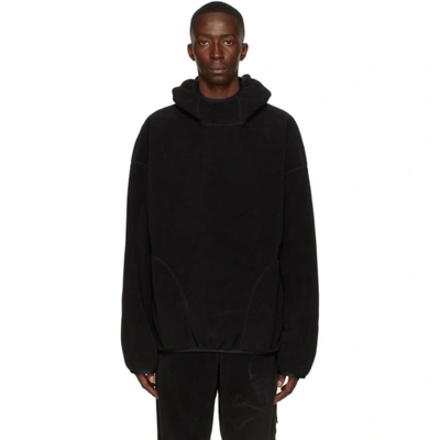 Shop Mastermind Japan Black Polar Fleece Oversized Hoodie