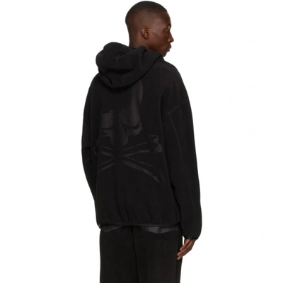 Shop Mastermind Japan Black Polar Fleece Oversized Hoodie