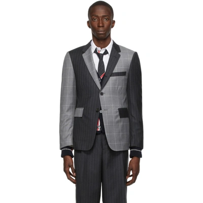 Shop Thom Browne Grey Wool Pinstripe Fun Mix Classic Sport Coat Blazer In 025 Drkgrey