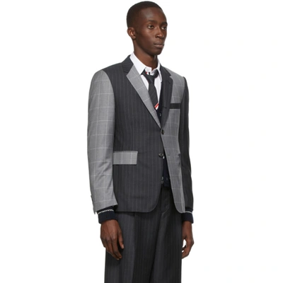 Shop Thom Browne Grey Wool Pinstripe Fun Mix Classic Sport Coat Blazer In 025 Drkgrey