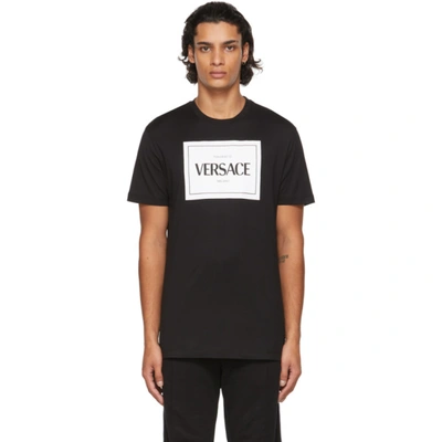 Shop Versace Black Logo T-shirt In A1008 Black