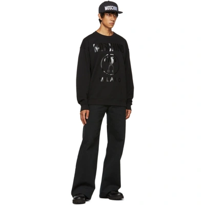 Shop Moschino Black Monotone Double Question Mark Sweatshirt In J0555 Black