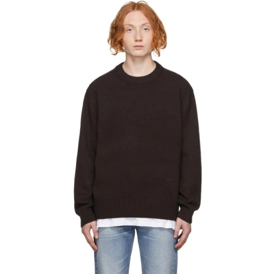 Shop Frame Brown Cashmere 'the Crewneck' Sweater In Chocolate