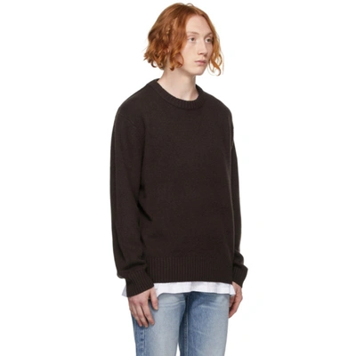 Shop Frame Brown Cashmere 'the Crewneck' Sweater In Chocolate