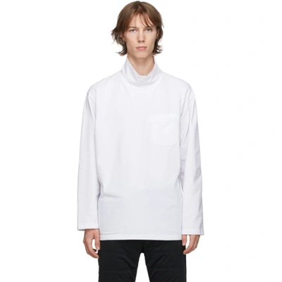 Shop Engineered Garments White Mock Neck Long Sleeve T-shirt In Dz019 White