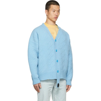 Shop We11 Done Blue Cable Knit Cardigan