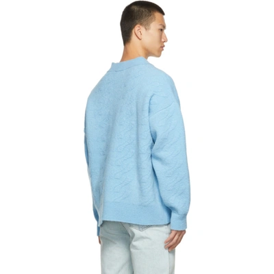 Shop We11 Done Blue Cable Knit Cardigan