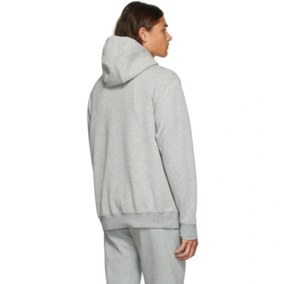 Shop Nike Grey & White Fleece Sportswear Club Hoodie In 063 Dk Grey Heather/