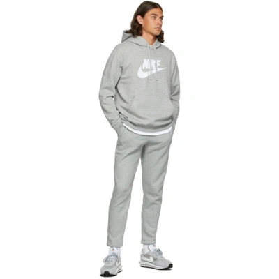 Nike Grey & White Fleece Sportswear Club Hoodie In Dark Grey Heather/ White  | ModeSens