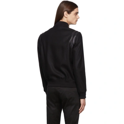 Shop Saint Laurent Black Wool Teddy Bomber Jacket In 1000 Black