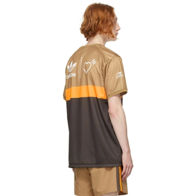 Shop Adidas X Human Made Brown Graphic T-shirt In Cardboard/tangerine