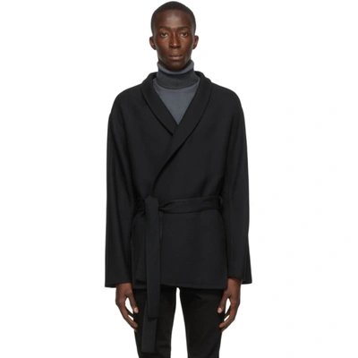 Shop Ermenegildo Zegna Black Wool Twill Coat In 287000 Blac