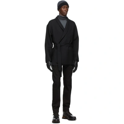 Shop Ermenegildo Zegna Black Wool Twill Coat In 287000 Blac