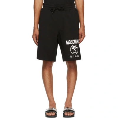 Shop Moschino Black Double Question Mark Shorts In J1555 Black