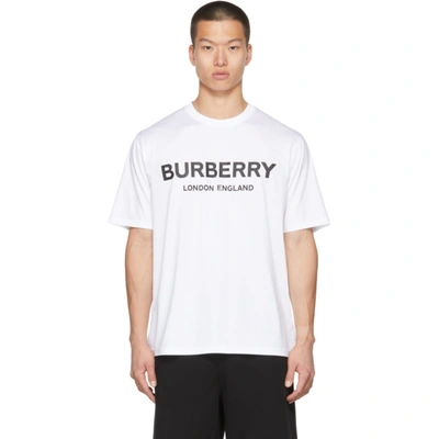 Shop Burberry White Logo T-shirt