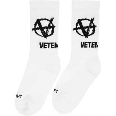 Shop Vetements White 'fuck' Socks