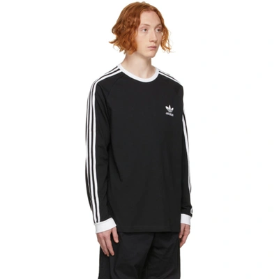 Shop Adidas Originals Black Adicolor Classics 3-stripes Long Sleeve T-shirt