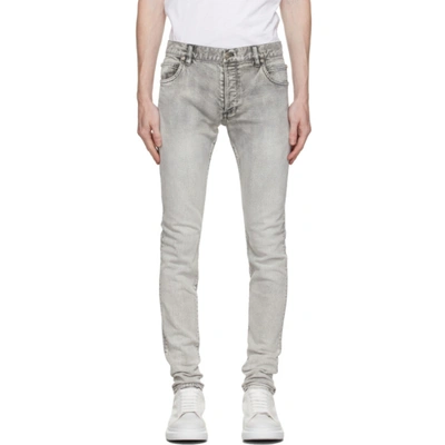 Shop Balmain Grey Bleached Skinny Jeans In 9fk Gris Cl