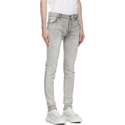 Shop Balmain Grey Bleached Skinny Jeans In 9fk Gris Cl