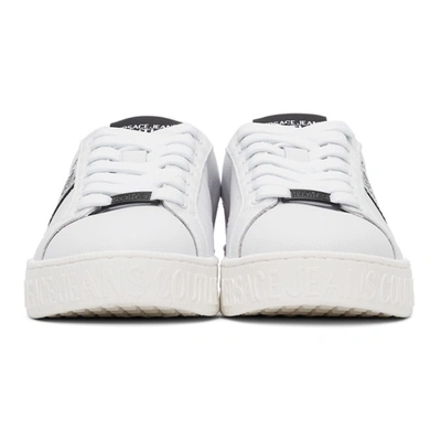 Shop Versace Jeans Couture White & Black 88 V-emblem Court Sneakers In E003 Bianco Ottico