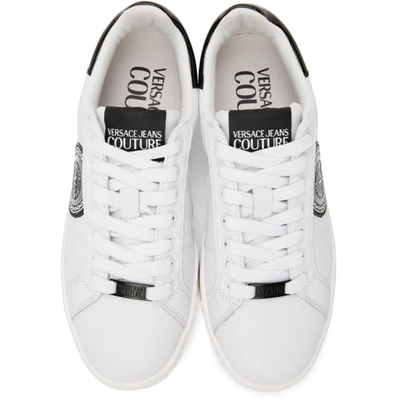 Shop Versace Jeans Couture White & Black 88 V-emblem Court Sneakers In E003 Bianco Ottico