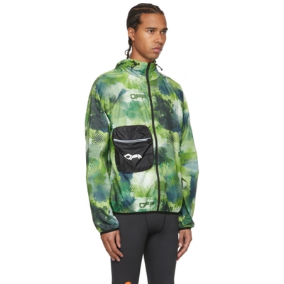 Shop Off-white Green Active Logo Print Zip-up Running Jacket In Multi