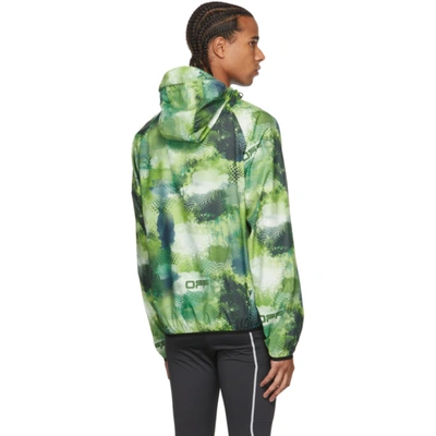 Shop Off-white Green Active Logo Print Zip-up Running Jacket In Multi
