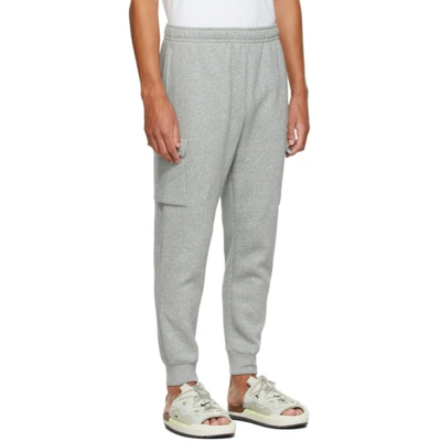 Shop Nike Grey Fleece Sportswear Club Cargo Lounge Pants In 063 Dk Grey Heather/