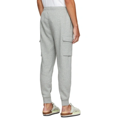 Shop Nike Grey Fleece Sportswear Club Cargo Lounge Pants In 063 Dk Grey Heather/