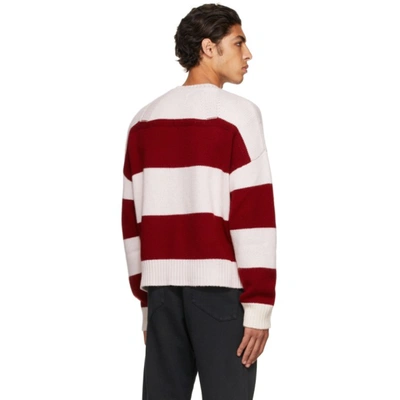 Shop Rhude Red & Off-white Stripe Sweater In Red/crème0506