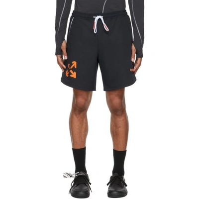 Shop Off-white Black & Orange Active Logo Knit Shorts In Black/orange
