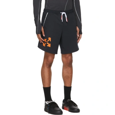 Shop Off-white Black & Orange Active Logo Knit Shorts In Black/orange