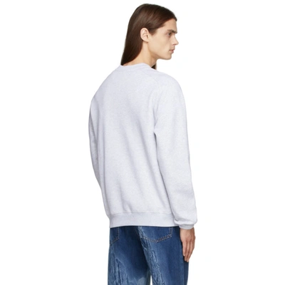 Shop Msgm Grey Micro Logo Sweatshirt In 94 Light Grey Melang