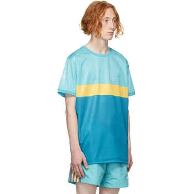 Shop Adidas X Human Made Blue Graphic T-shirt In Light Aqua/st Fade G