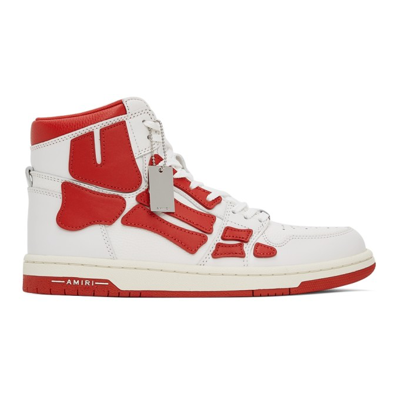 Shop Amiri White & Red Skel Top Hi Sneakers In White/red