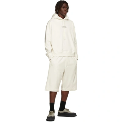 Shop Jil Sander Off-white Logo Hoodie In 102 Natural