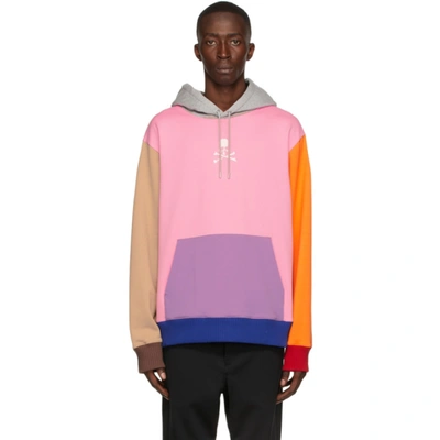 Shop Mastermind Japan Multicolor Paneled Hoodie In Mix ( Front Pink )