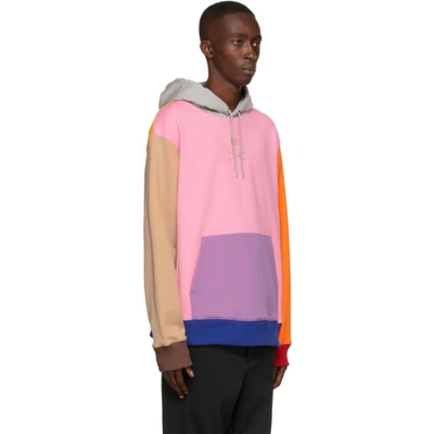 Shop Mastermind Japan Multicolor Paneled Hoodie In Mix ( Front Pink )