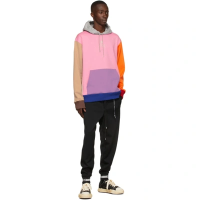 Shop Mastermind Japan Multicolor Paneled Hoodie In Mix ( Front Pink )