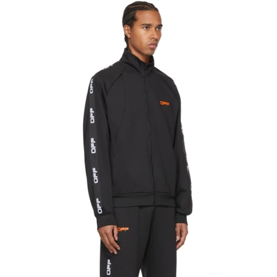 Shop Off-white Black & Orange Active Logo Zip-up Track Jacket In Black/orange