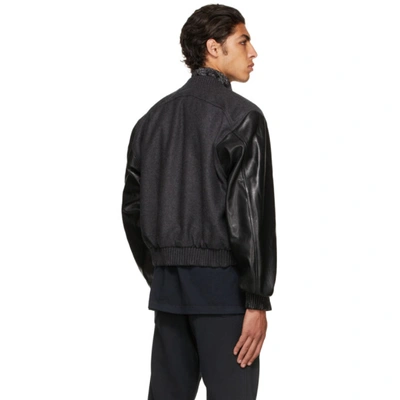 Shop Rhude Black Wool Uniform Varsity Bomber Jacket In Black0372